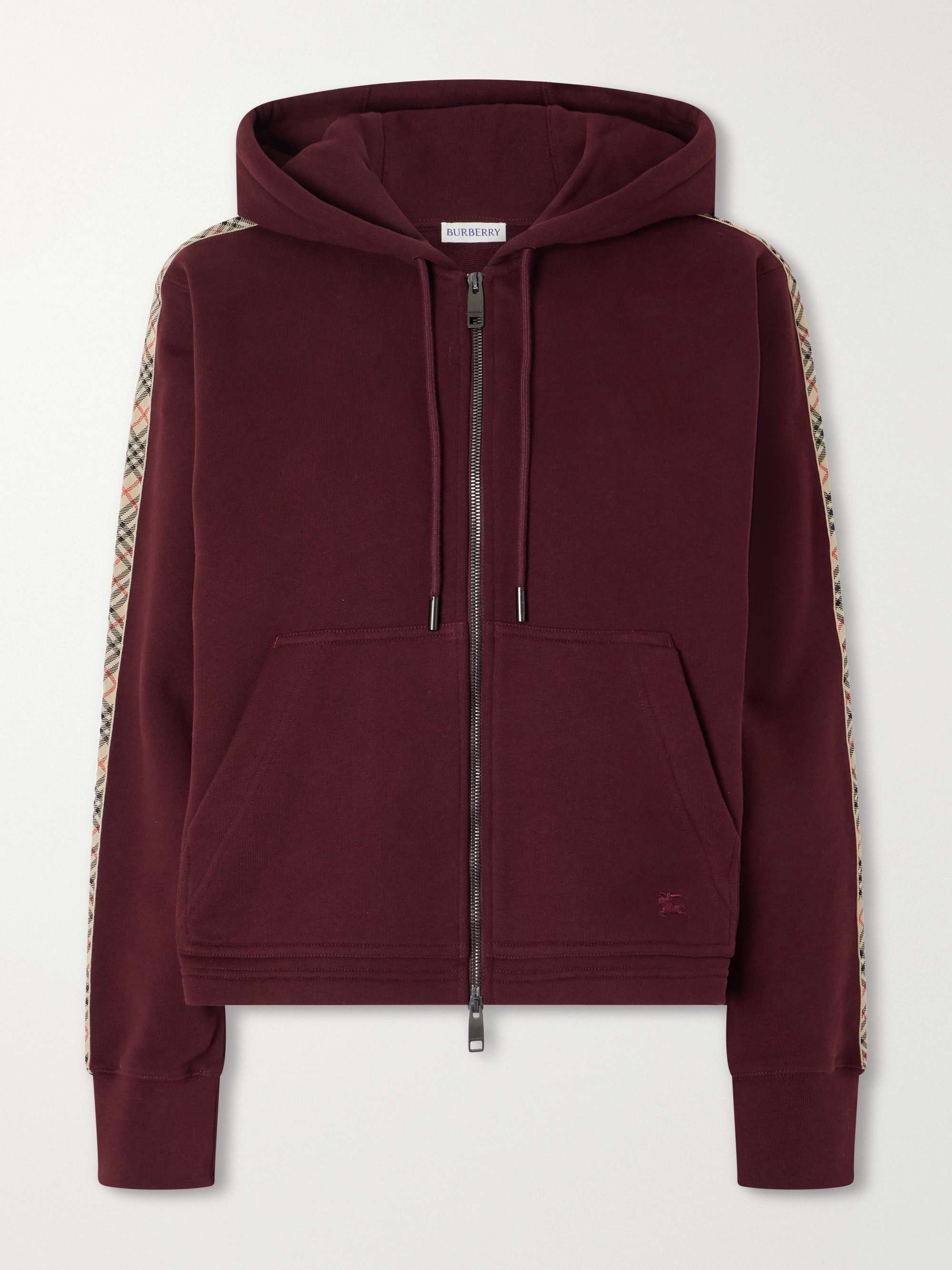 BURBERRY Harper Checked Cotton-jersey Zip-up Hoodie