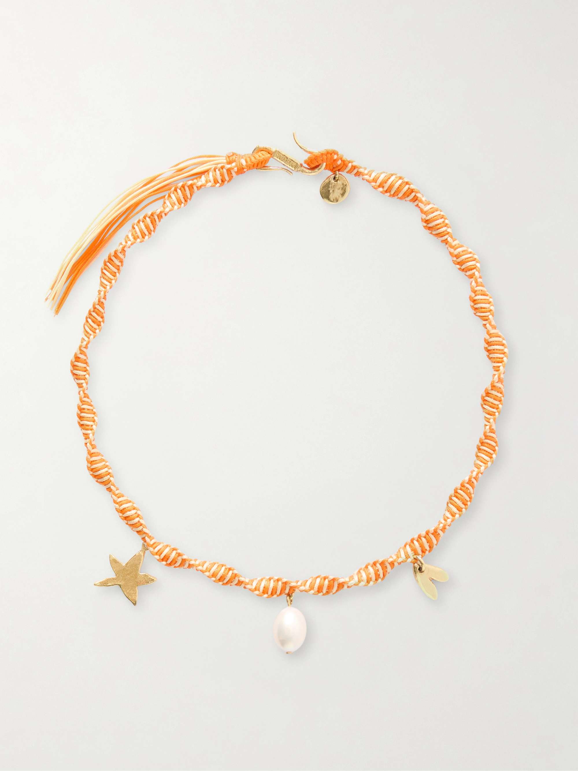 ALÉMAIS Calypso macrame and pearl charm necklace