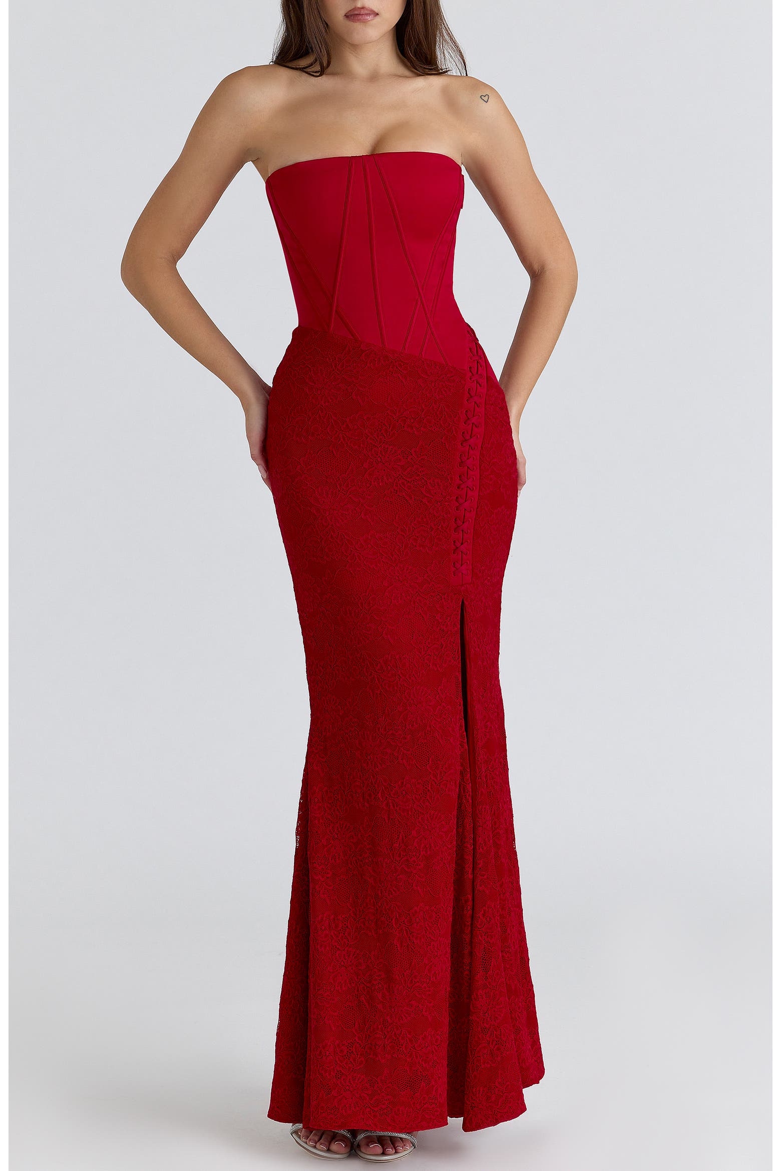 HOUSE OF CB Valerie Satin & Lace Corset Gown