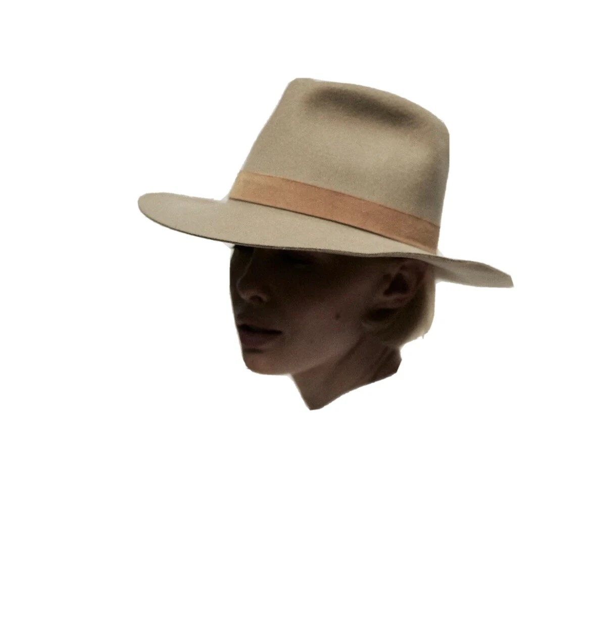 Janessa Leone Light Beige Fedora Hat — Structured Crown, Flat Brim