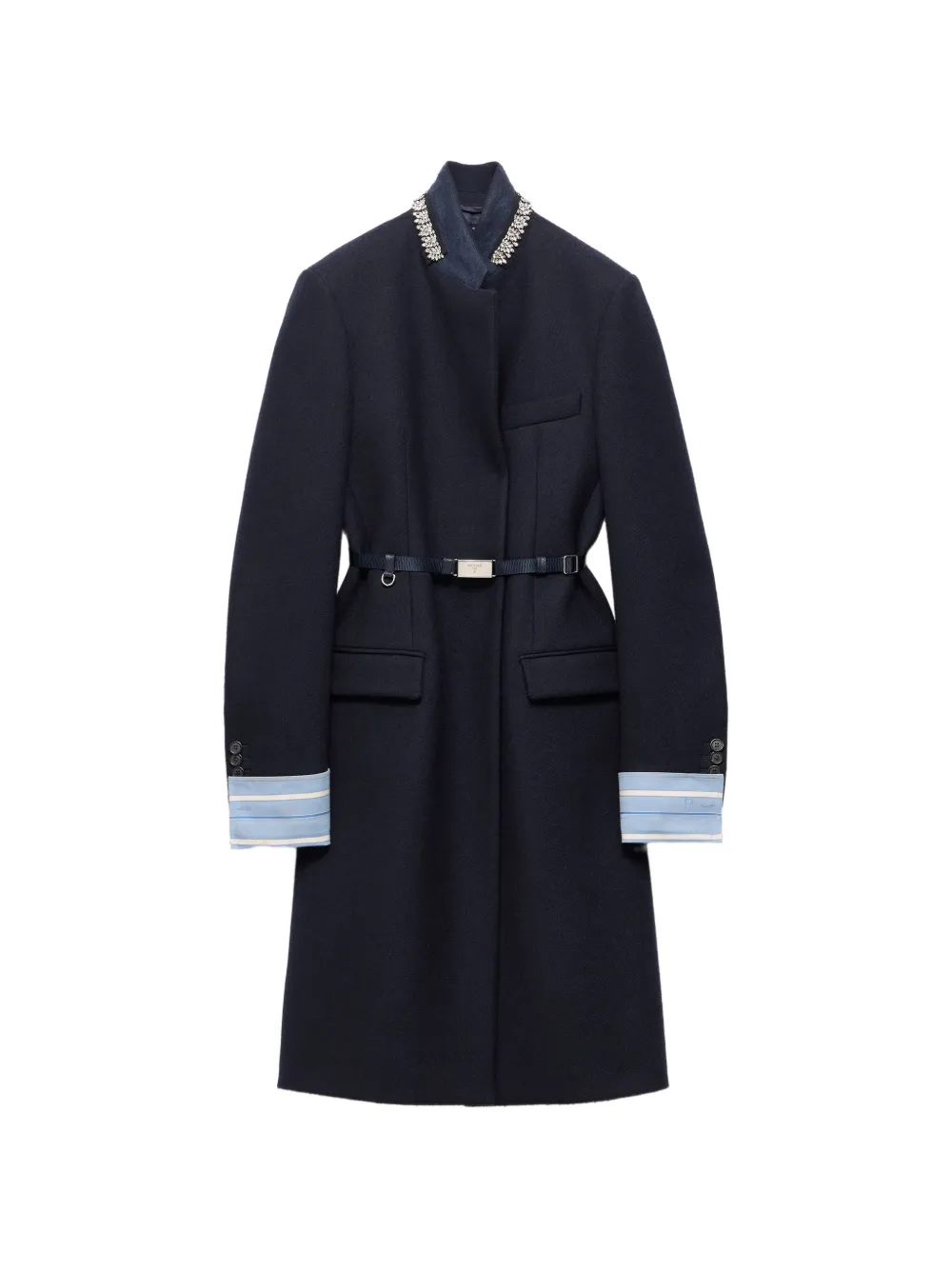 Prada Single-breasted Embroidered Double Wool Coat