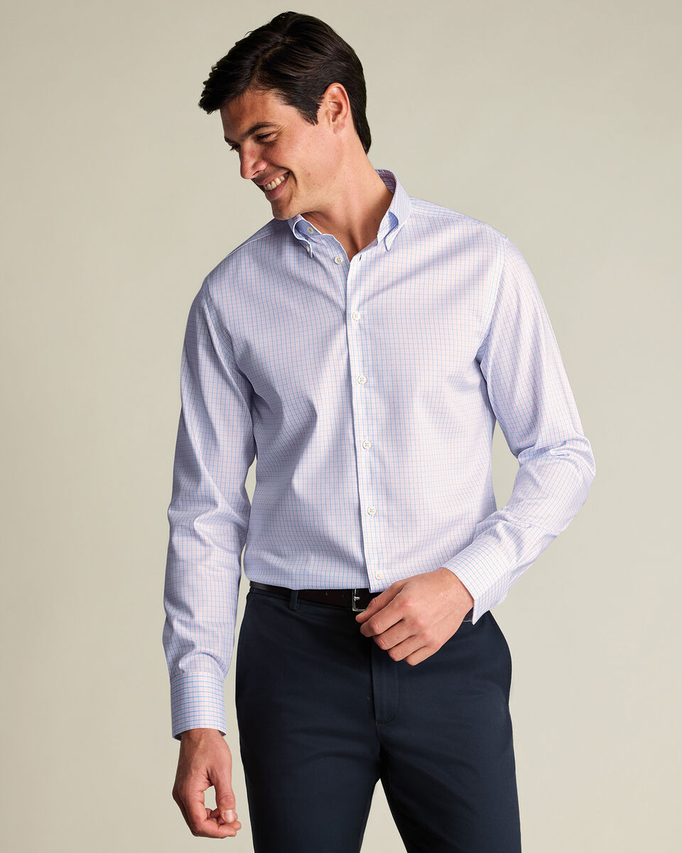 Button-down Collar Non-iron Stretch Pinpoint Oxford Check Shirt