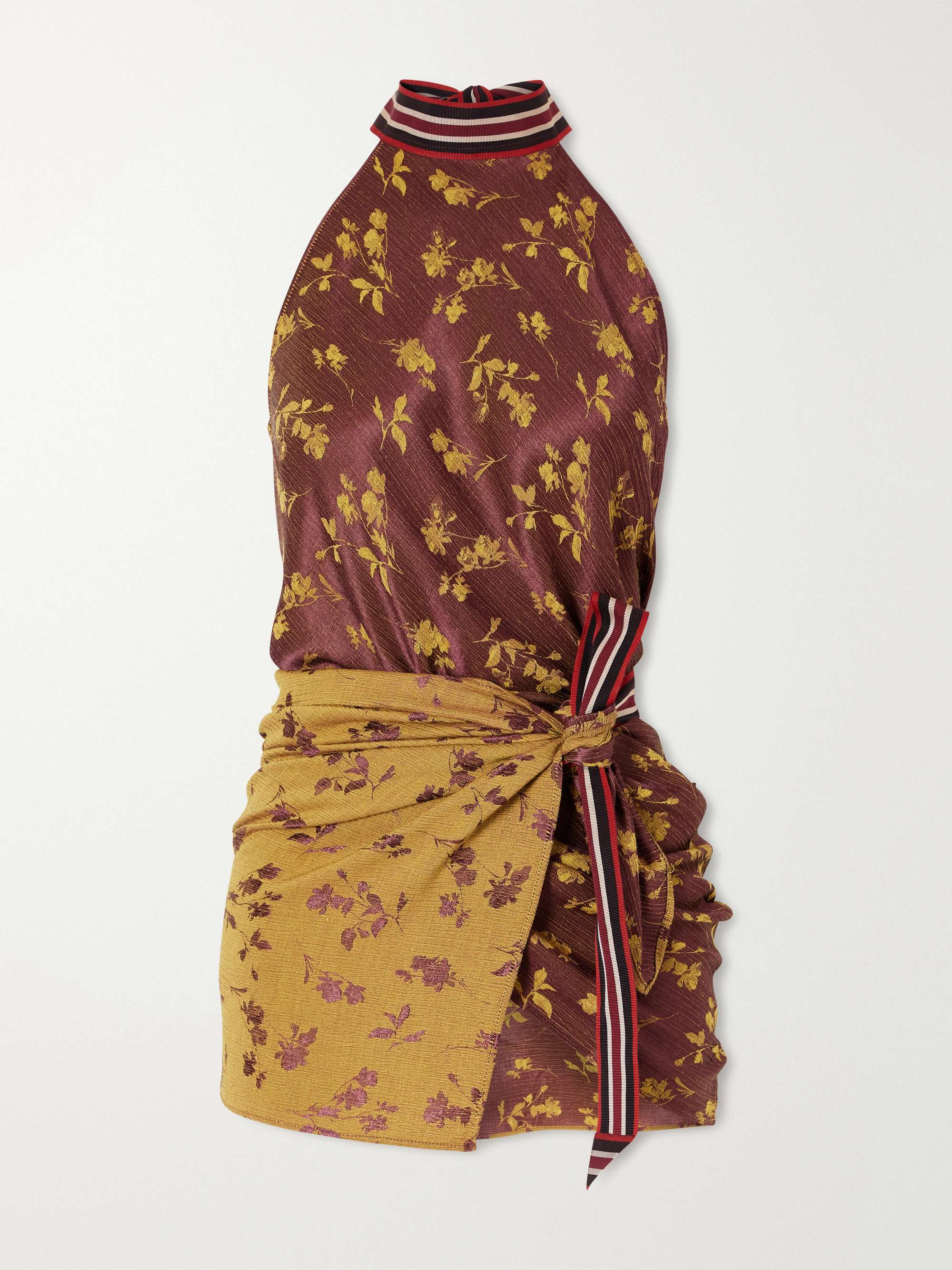 DRIES VAN NOTEN Floral-jacquard Silk Cloqué Blouse