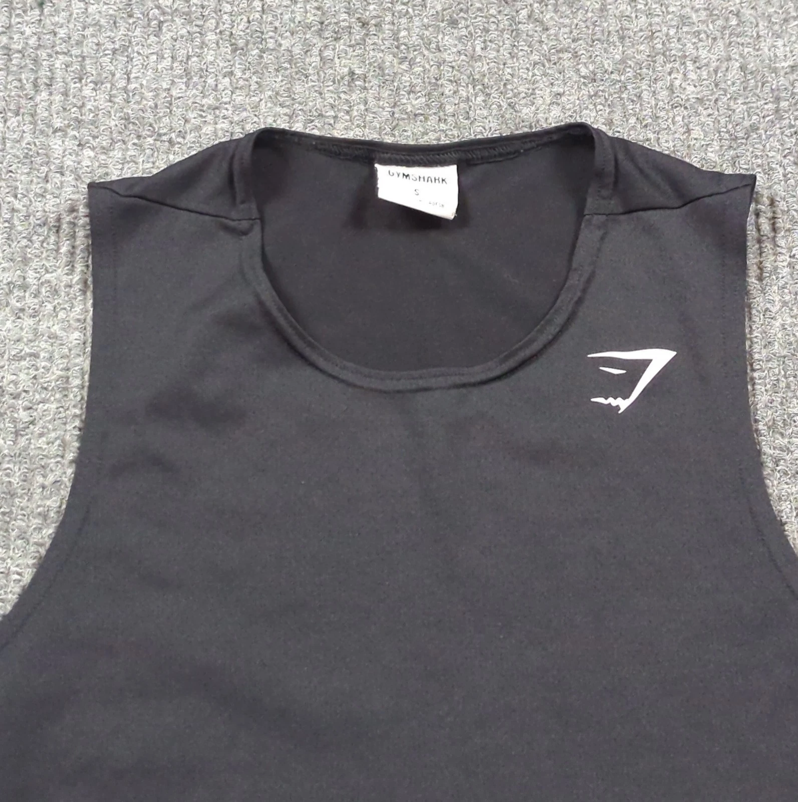 Gymshark Black Tank Top — Scoop Neckline, Sleeveless, White Gymshark