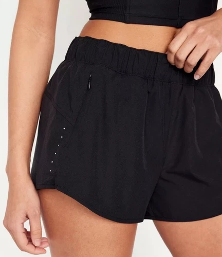 Old Navy Black Running Shorts — Smocked Elastic Waistband, Small