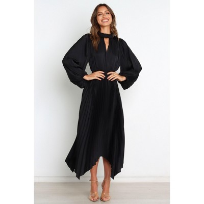 Petal and Pup Black Midi Dress — High Neckline with Keyhole Cutout