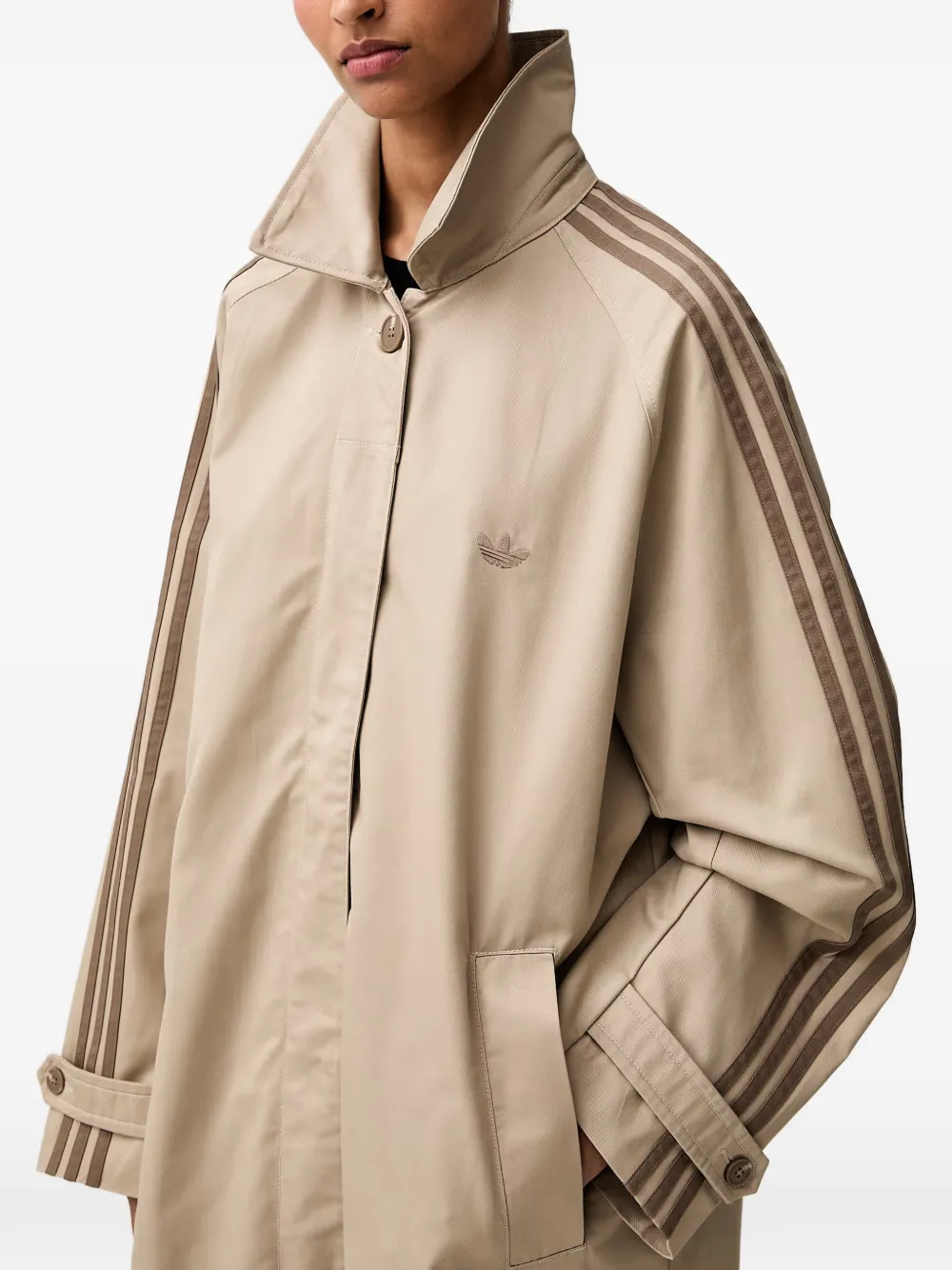 Adidas Mac 3-stripes Logo-embroidered Trench Coat