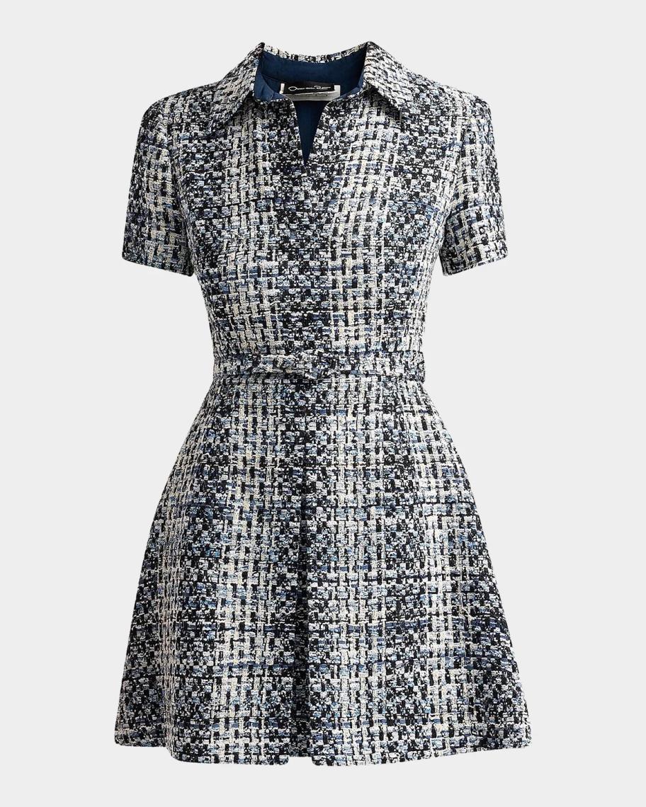 Oscar de la Renta Collared Tweed Mini Dress