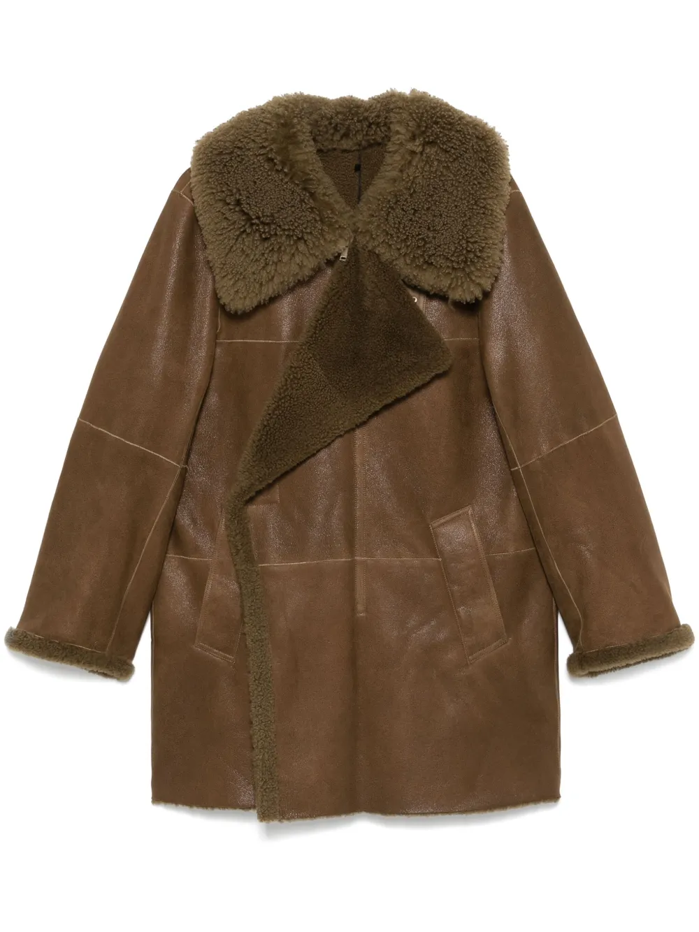 LEMAIRE asymmetric shearling coat