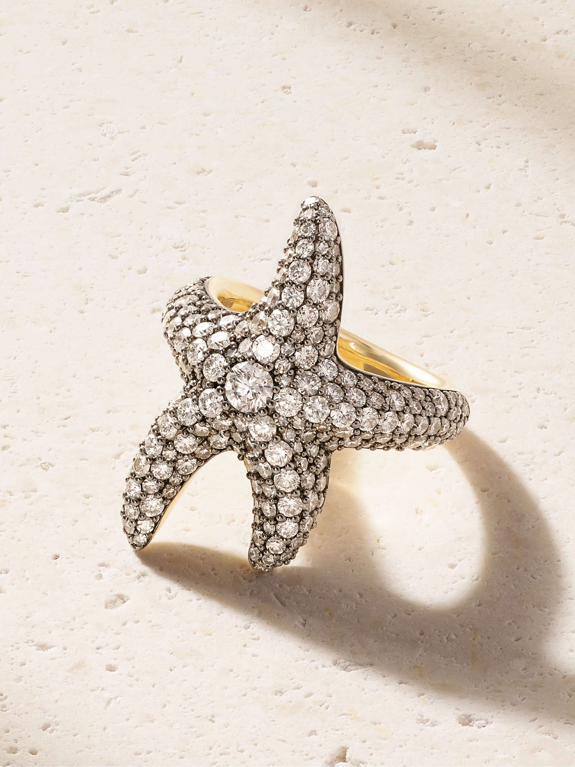 LUCY DELIUS Sea Star Ring 14-karat gold rhodium-plated diamond ring