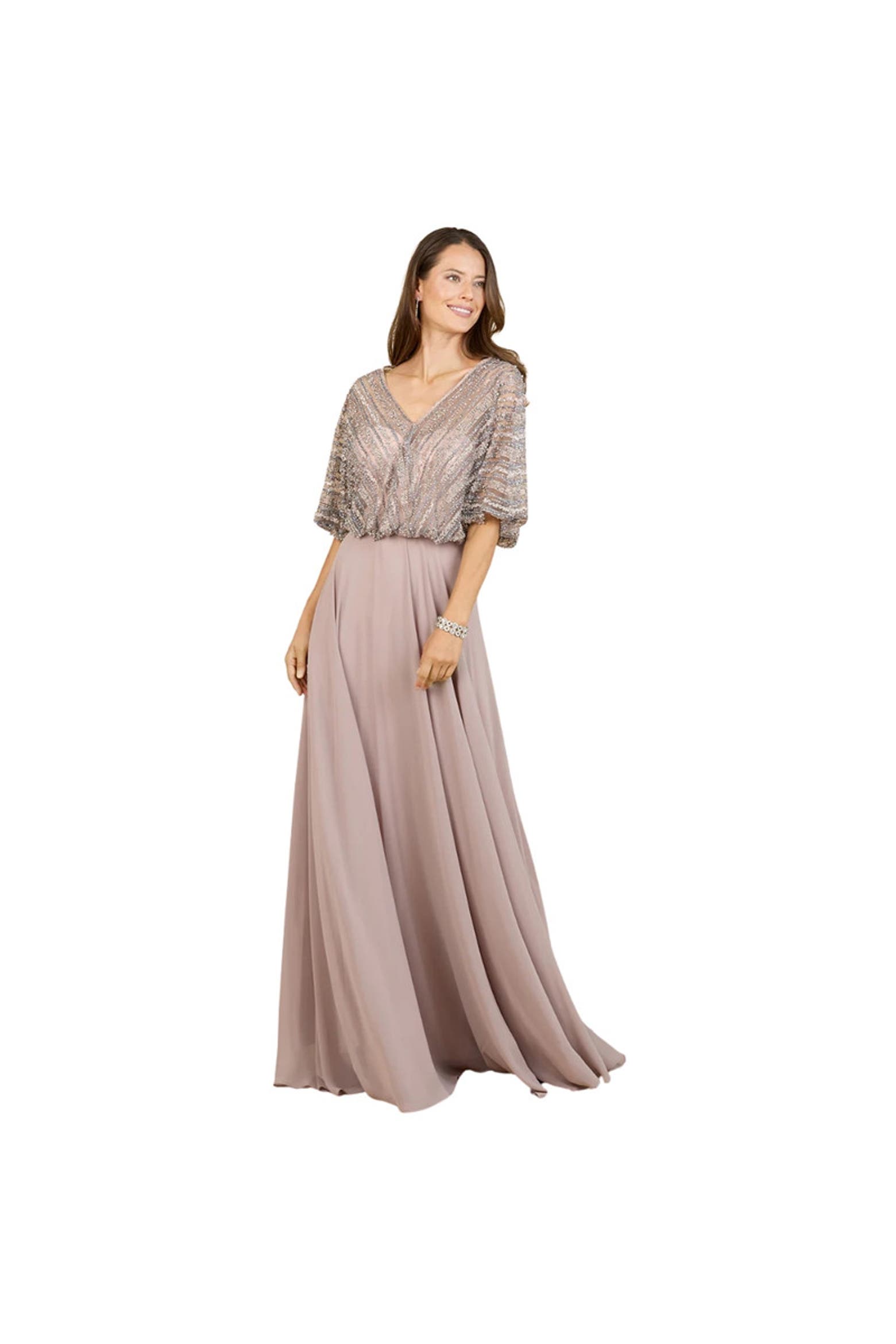 LARA New York Chiffon A-line Long Gown