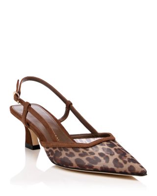 Stuart Weitzman Women's Vinnie Leopard Print Mesh Slingback Pumps