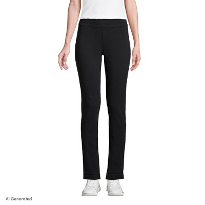 Lands' End Black Slim Leg Pants — Mid-rise, Elastic Waistband, Clean