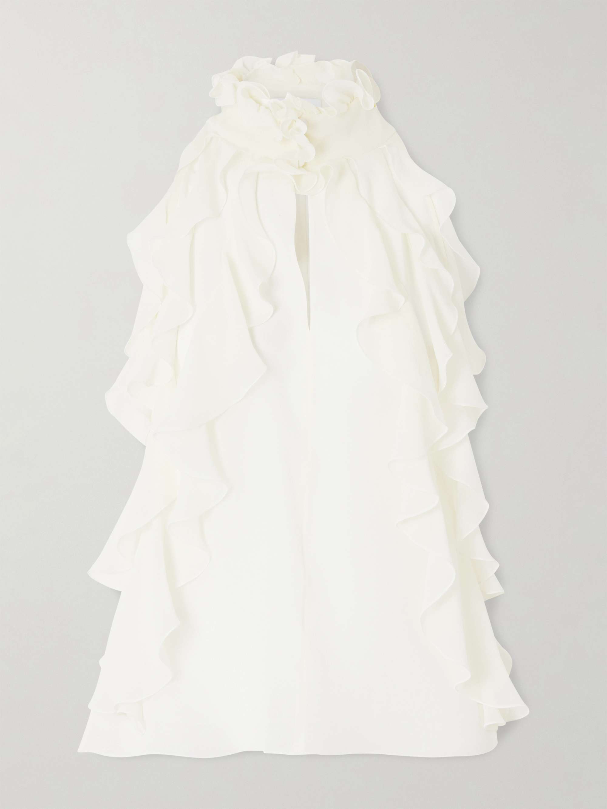 MCQUEEN Ruffled Cutout Silk-georgette Top