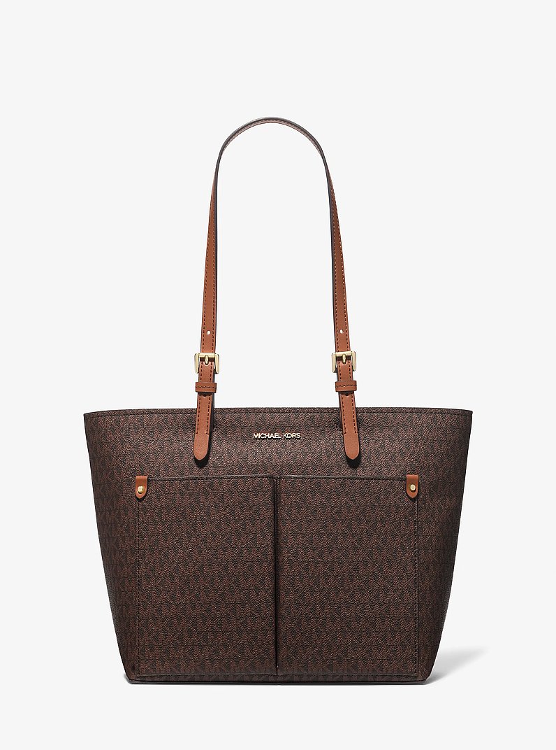 Michael Kors Outlet Jet Set Medium Logo Pocket Tote Bag