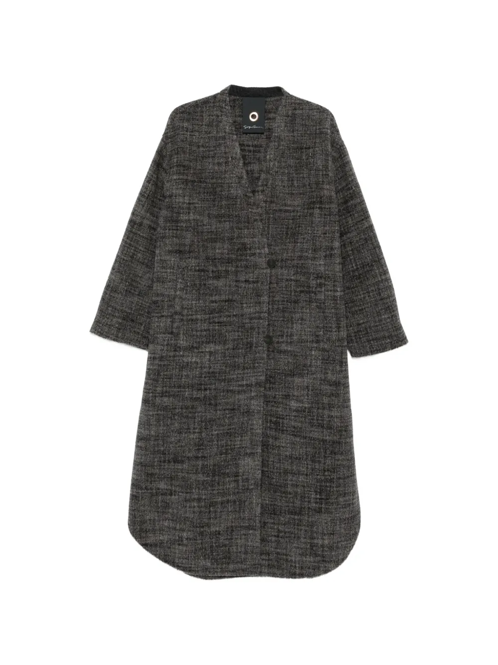 Giorgio Armani Long Single-breasted Double Wool Coat with Check