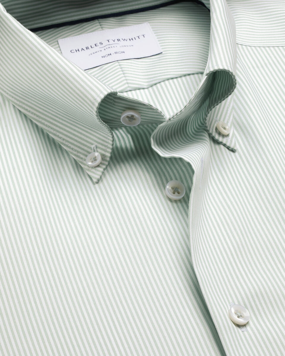 Button-down Collar Non-iron Stretch Pinpoint Oxford Stripe Shirt