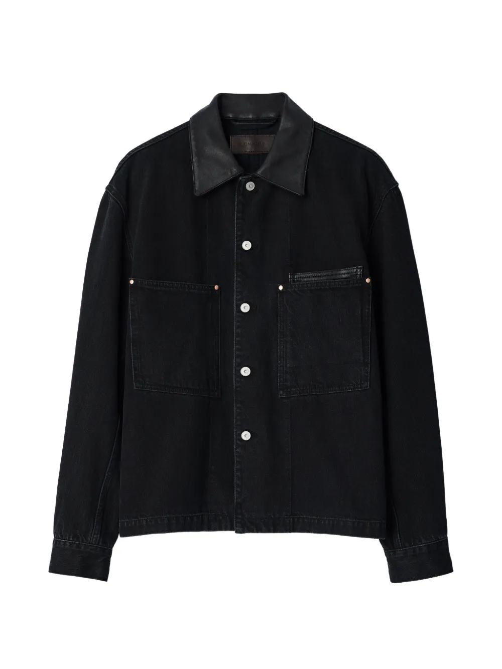 LEMAIRE Workwear Overshirt in Black Selvedge Denim