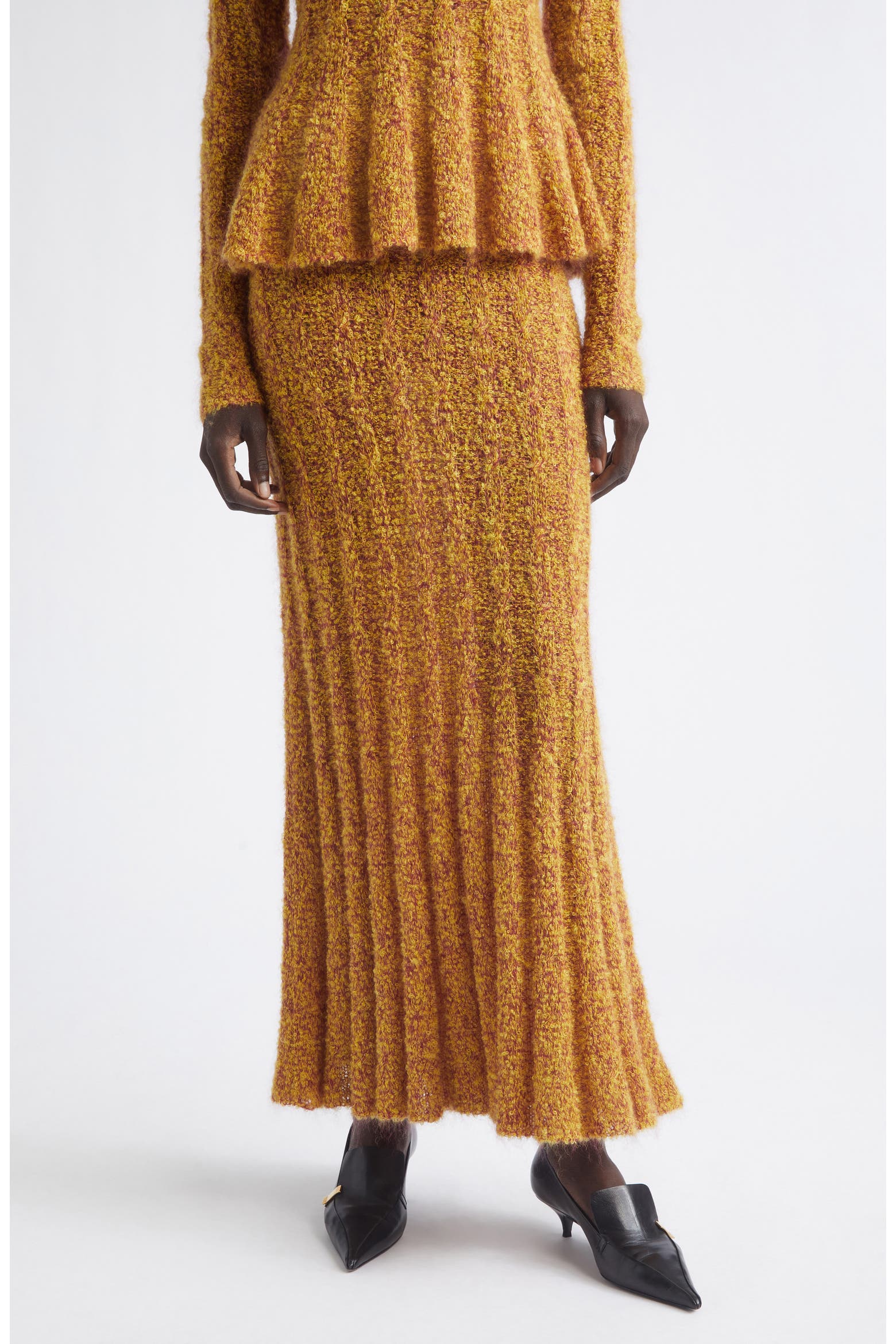 Proenza Schouler Joelle Marled Mohair & Silk Blend Bouclé Rib Maxi
