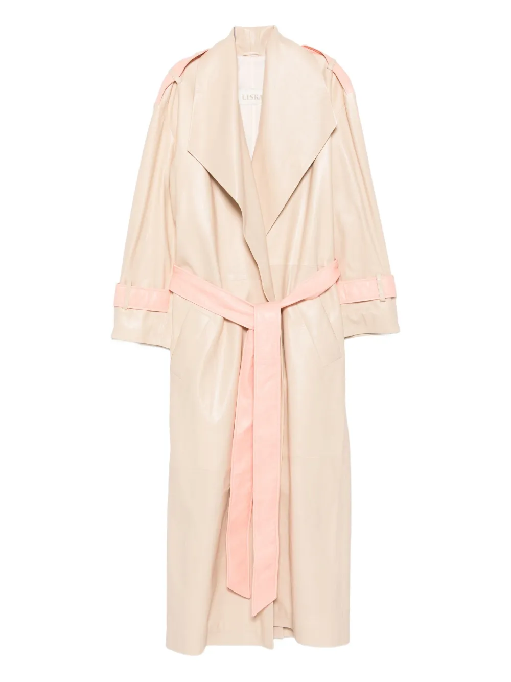Liska Belted Leather Trench Coat