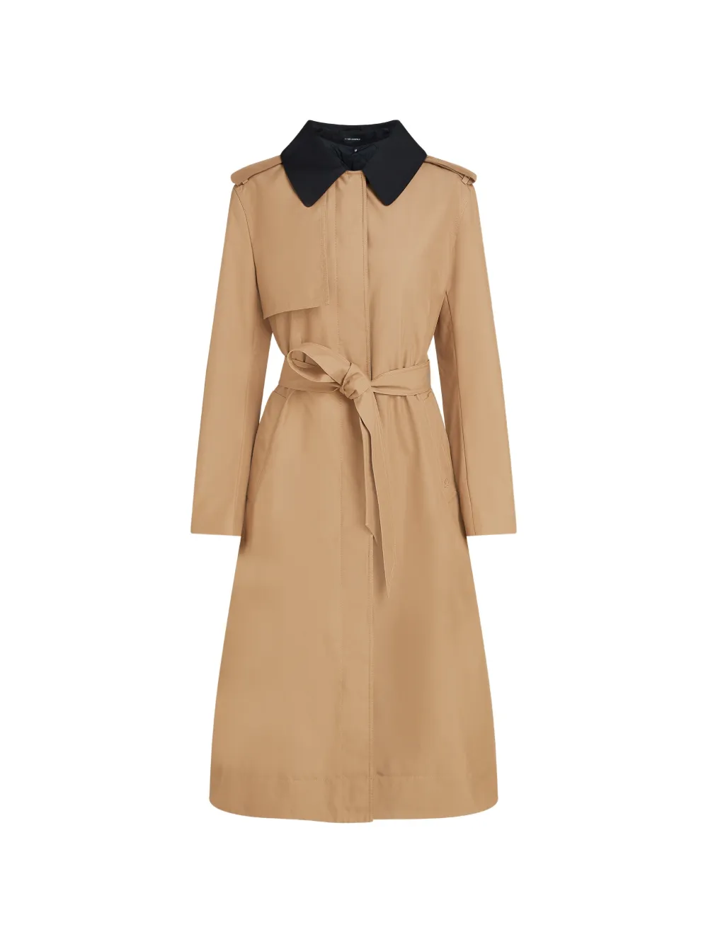 Karl Lagerfeld Contrast-collar Belted Trench Coat