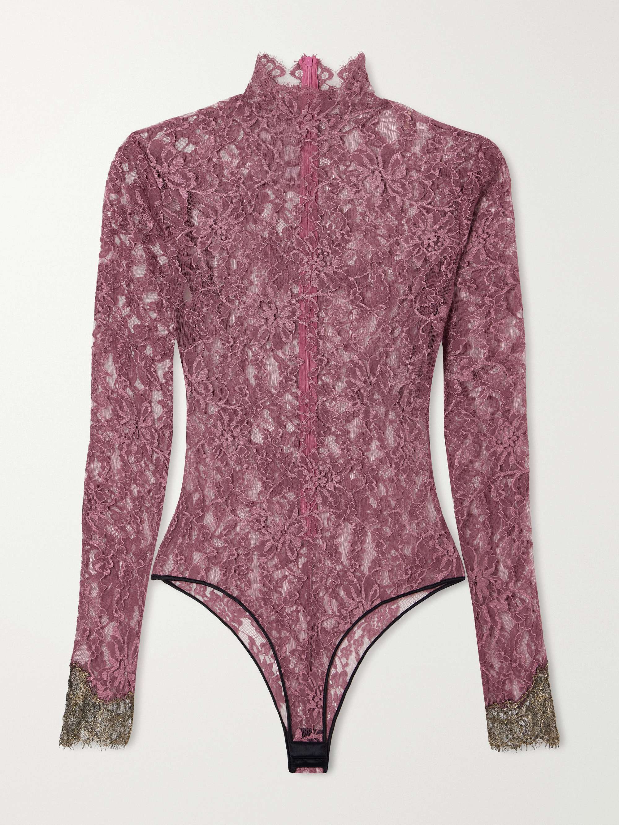 VALENTINO GARAVANI Scalloped Lace-jersey Bodysuit