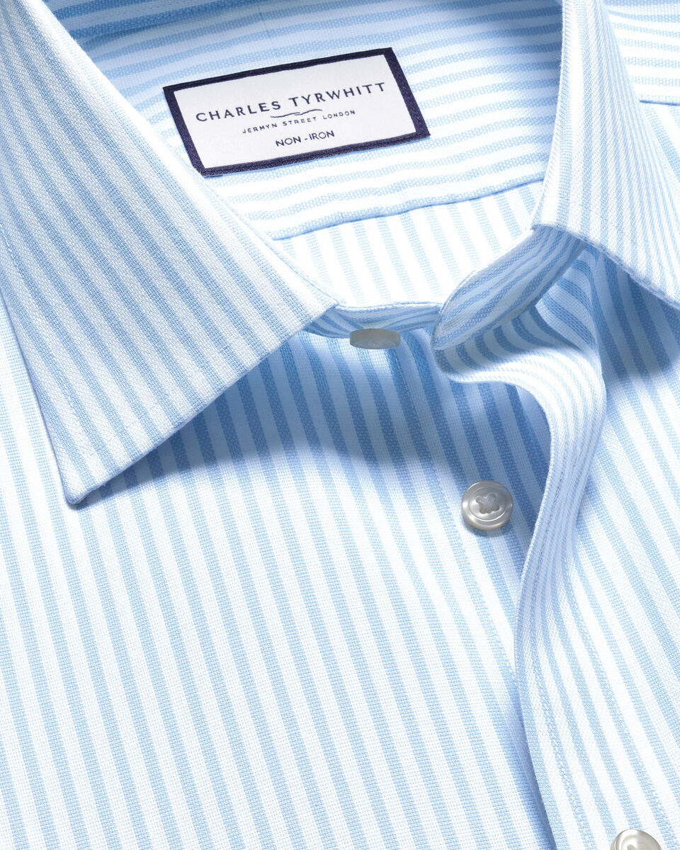 Classic Collar Non-iron Royal Oxford Stripe Shirt - Sky Blue