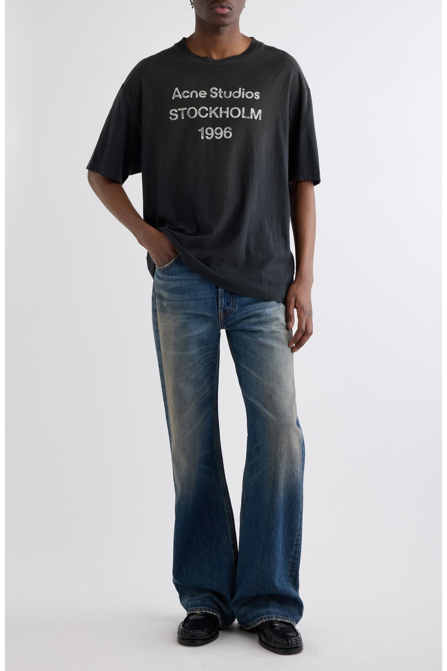Acne Studios 1996 Logo Distressed Cotton & Hemp Graphic Tee