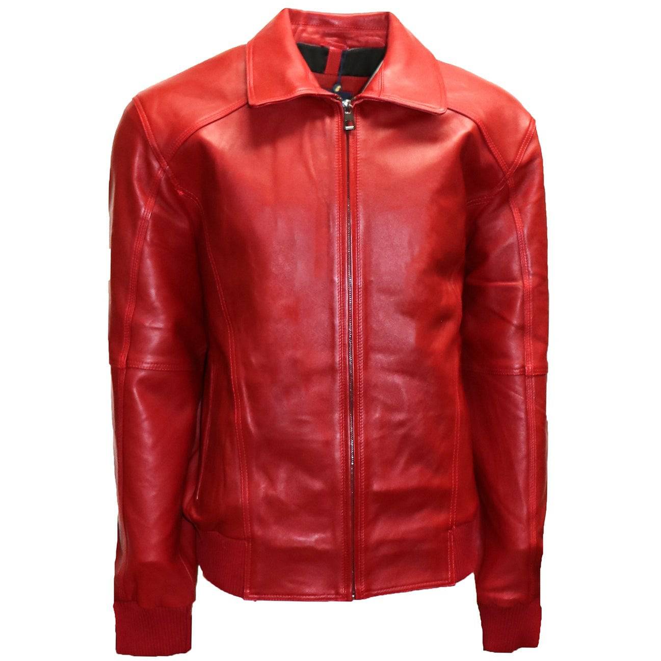 BARYA NEW YORK Men's Leather Bomber Jacket