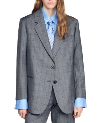 Sandro Checked Wool Jacket