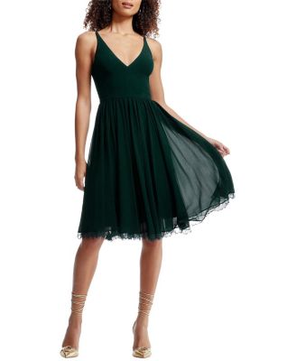 Dress the Population Alicia V-neck Lace Trim Midi Dress