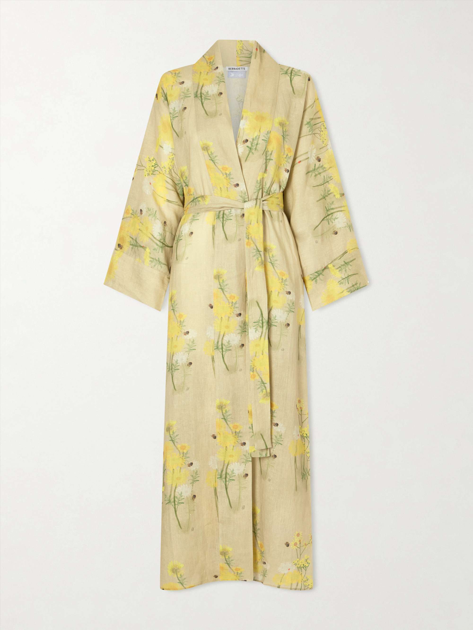 BERNADETTE Peignoir belted floral-print linen maxi dress