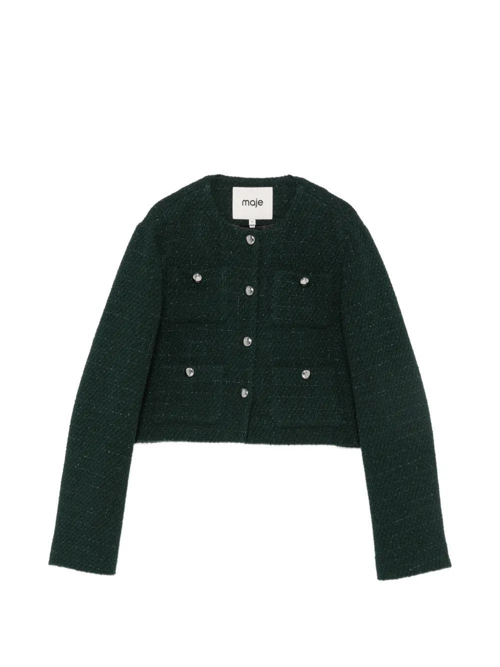 Maje Checked Cropped Tweed Jacket
