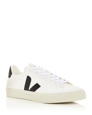 VEJA Men's Campo Low Top Leather Sneakers in White/black