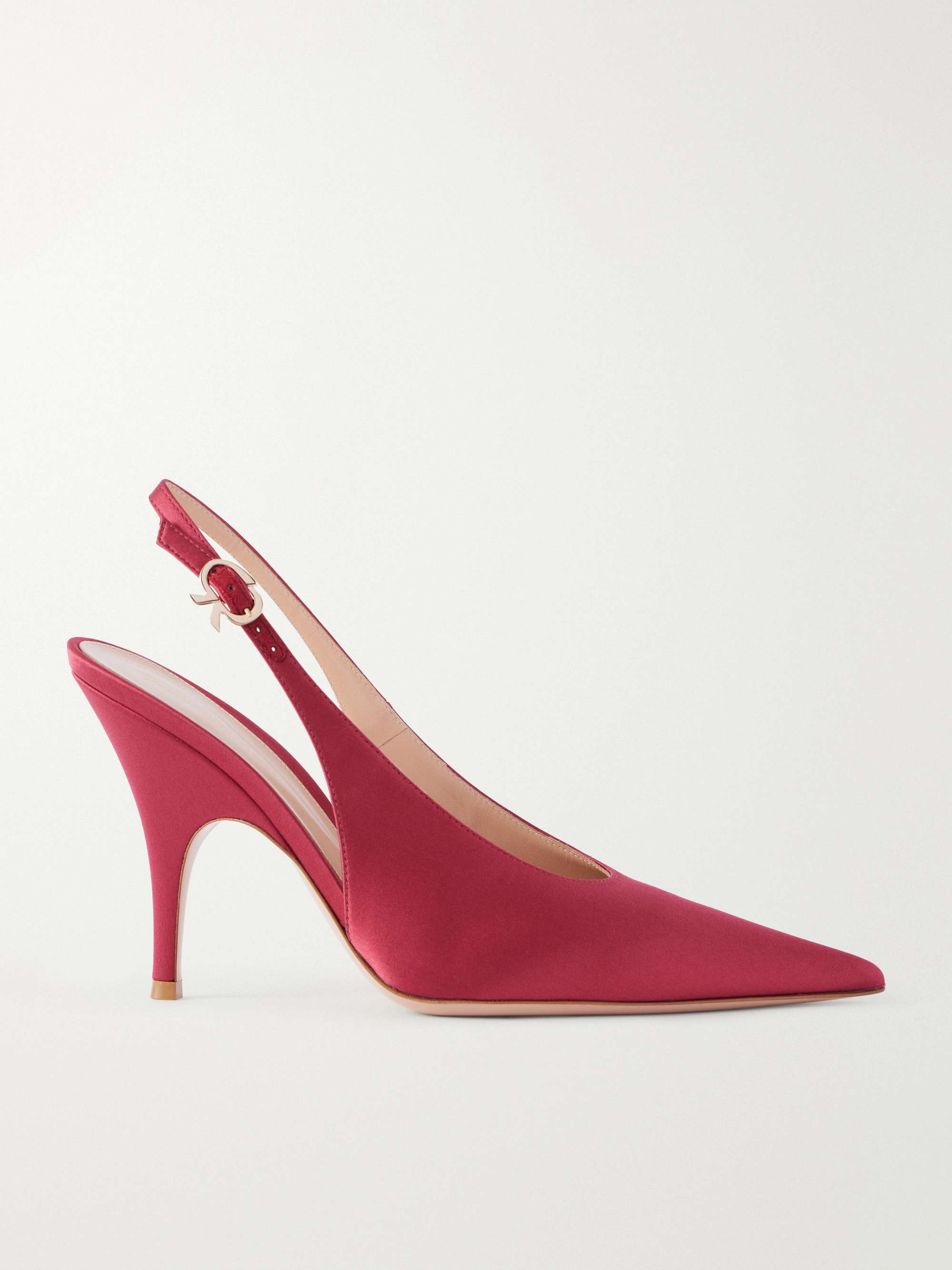 GIANVITO ROSSI Sofia 95 Logo-detailed Satin Slingback Pumps