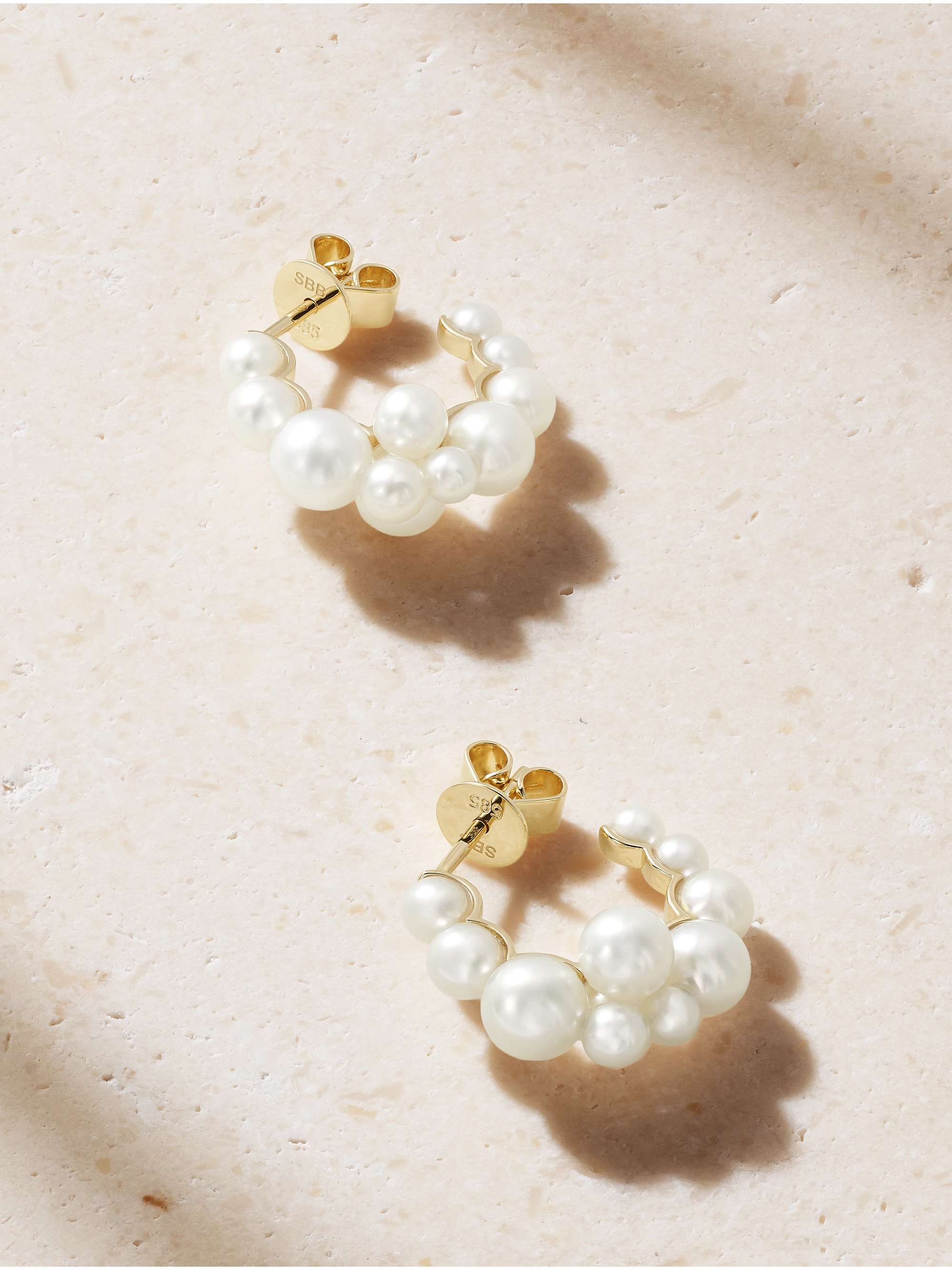 SOPHIE BILLE BRAHE Boucle Botticelli 14-karat recycled gold pearl hoop earrings
