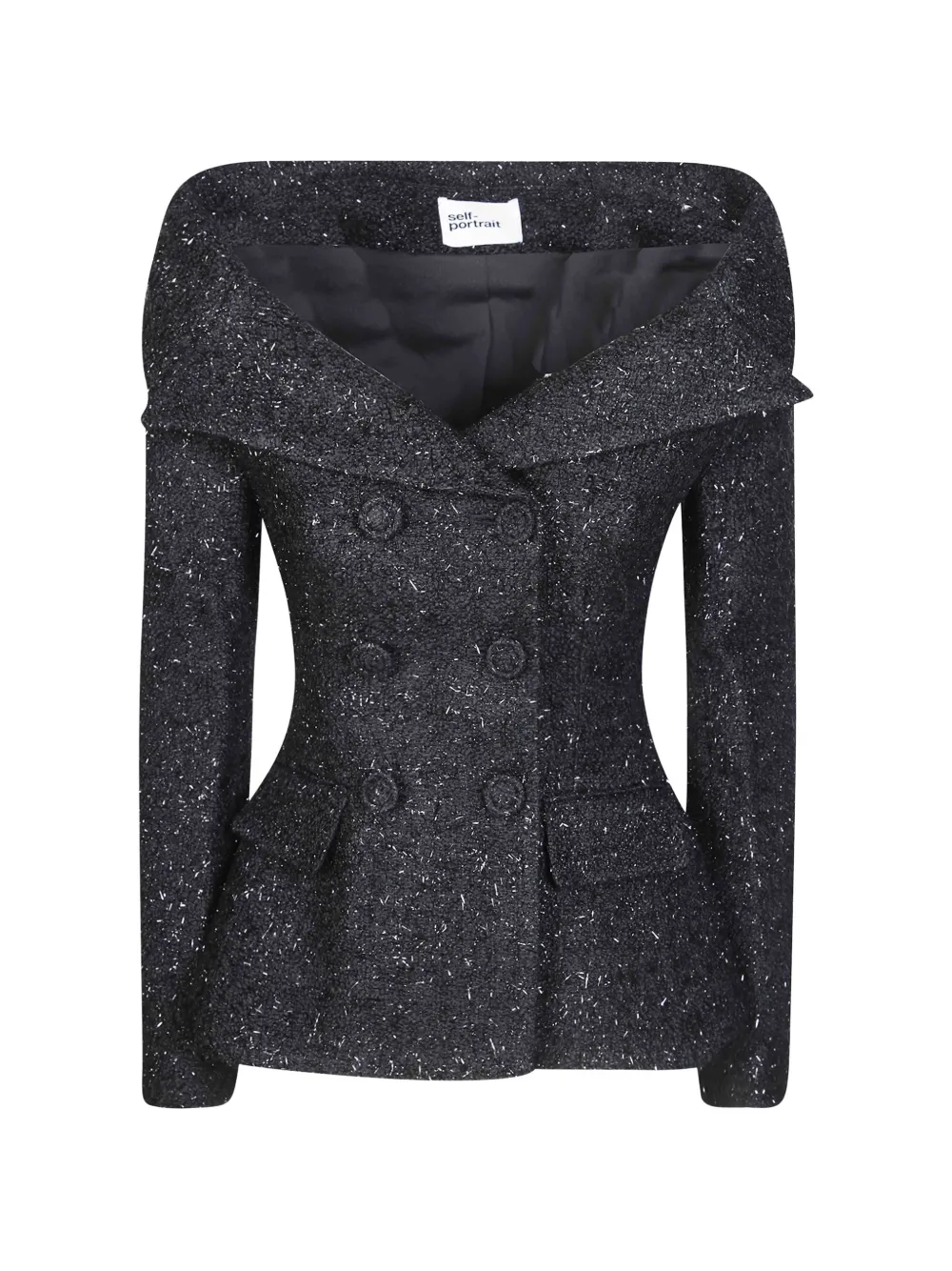 Self-portrait Off-shoulder Bouclé Jacket