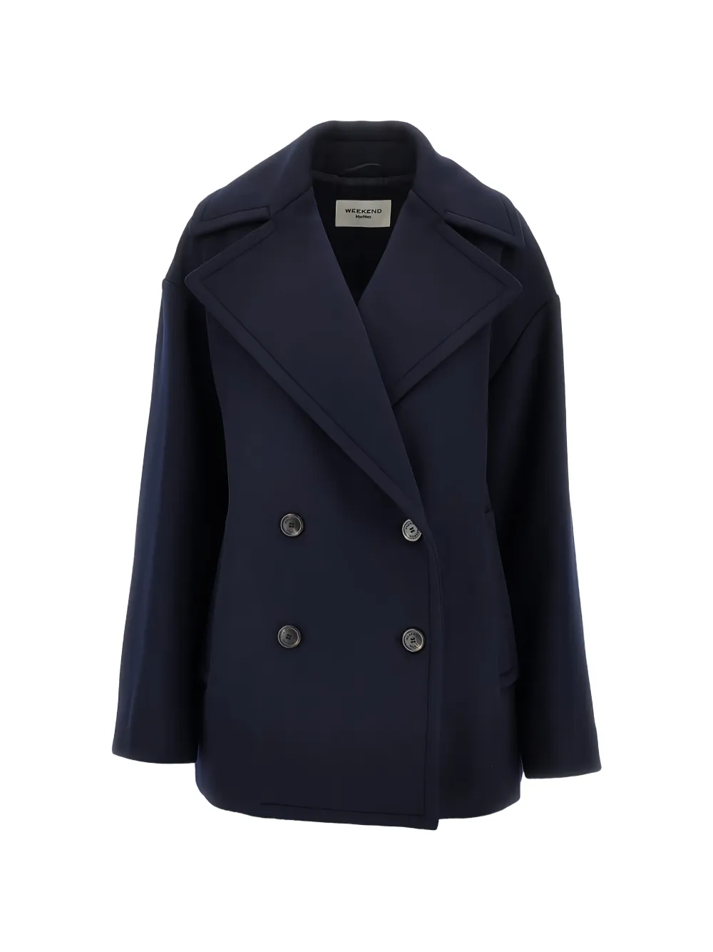 Weekend Max Mara Double-sided Wool Double-breasted Pea Coat - Navy