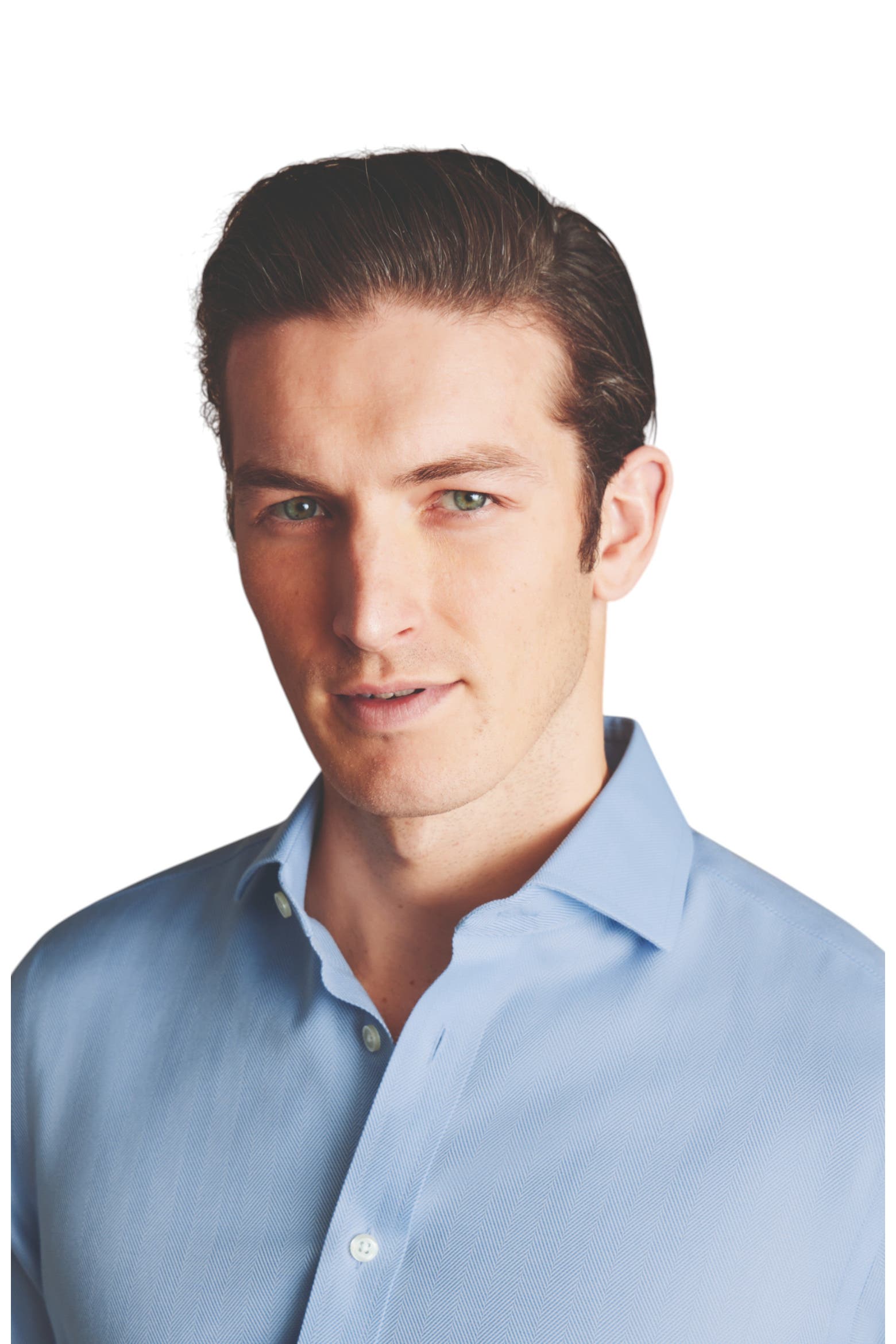 Charles Tyrwhitt Cutaway Collar Non-iron Herringbone Shirt