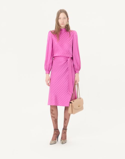 Valentino Garavani Midi Dress in Shiny-matte Jacquard with Logo-stripe