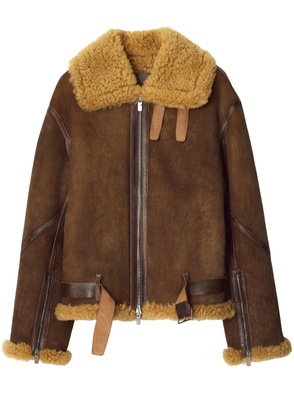 Burberry shearling-trim leather jacket