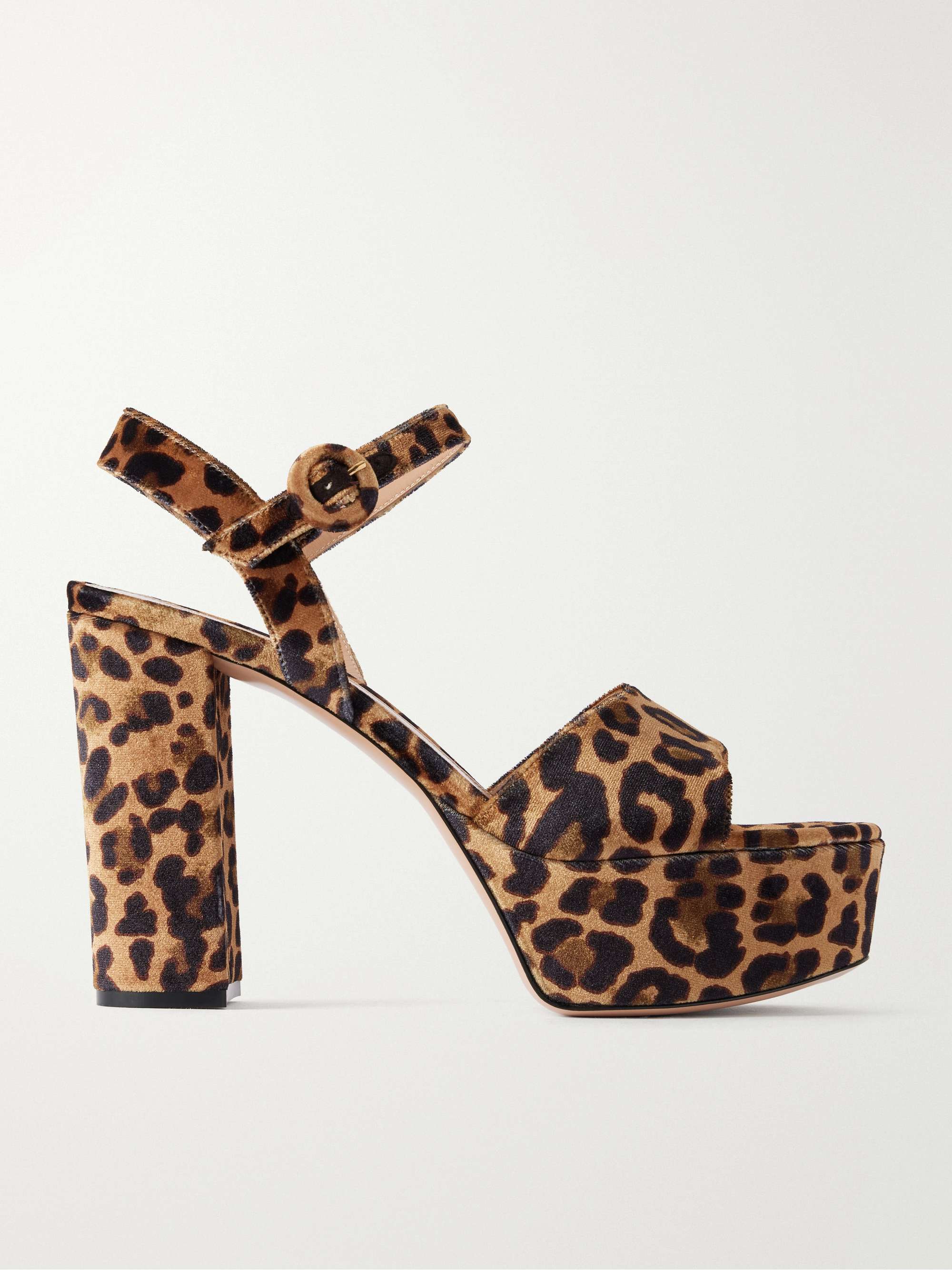 GIANVITO ROSSI 70 Leopard-print Velvet Sandals