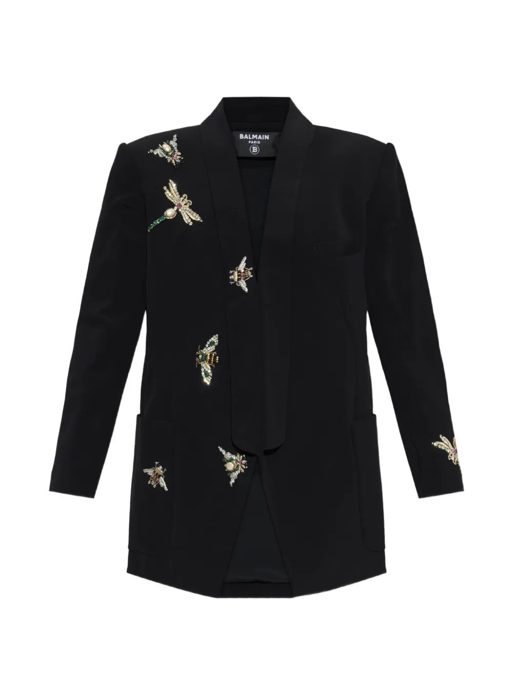 Balmain Crystal-embellished Shawl-lapel Blazer