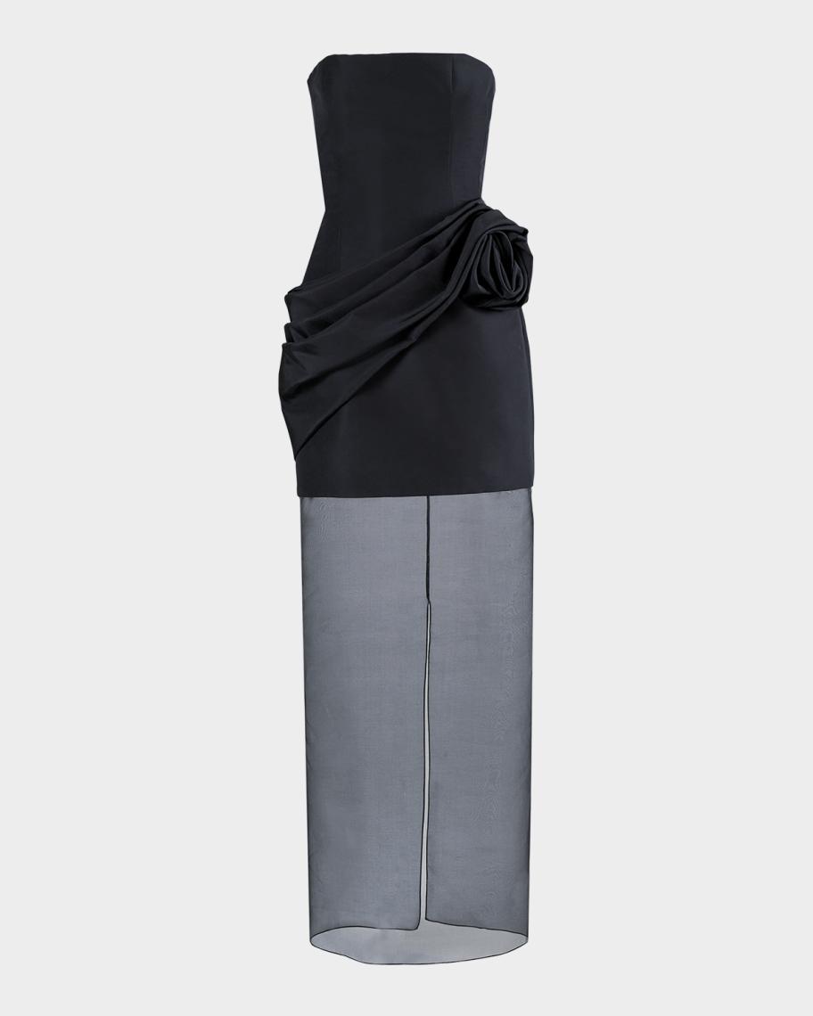 Carolina Herrera Rose Silk Sheer Hem Gown