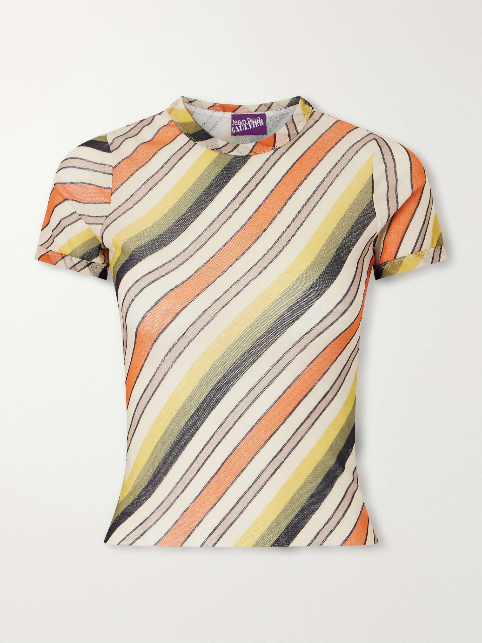JEAN PAUL GAULTIER Stripe Printed Mesh Top