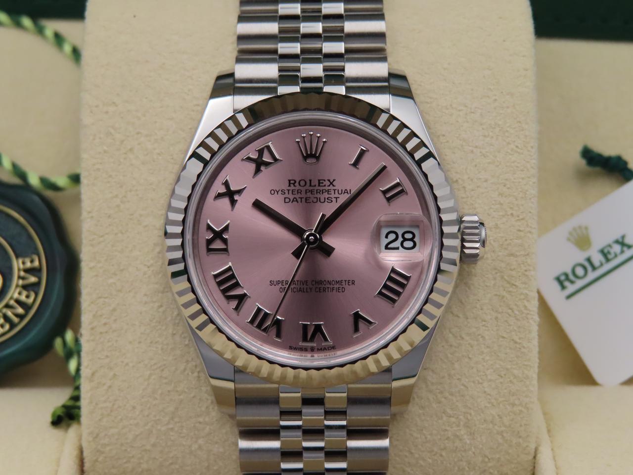 Rolex 31mm Ladies Wristwatch Pink Roman Dial Full Set - Unworn