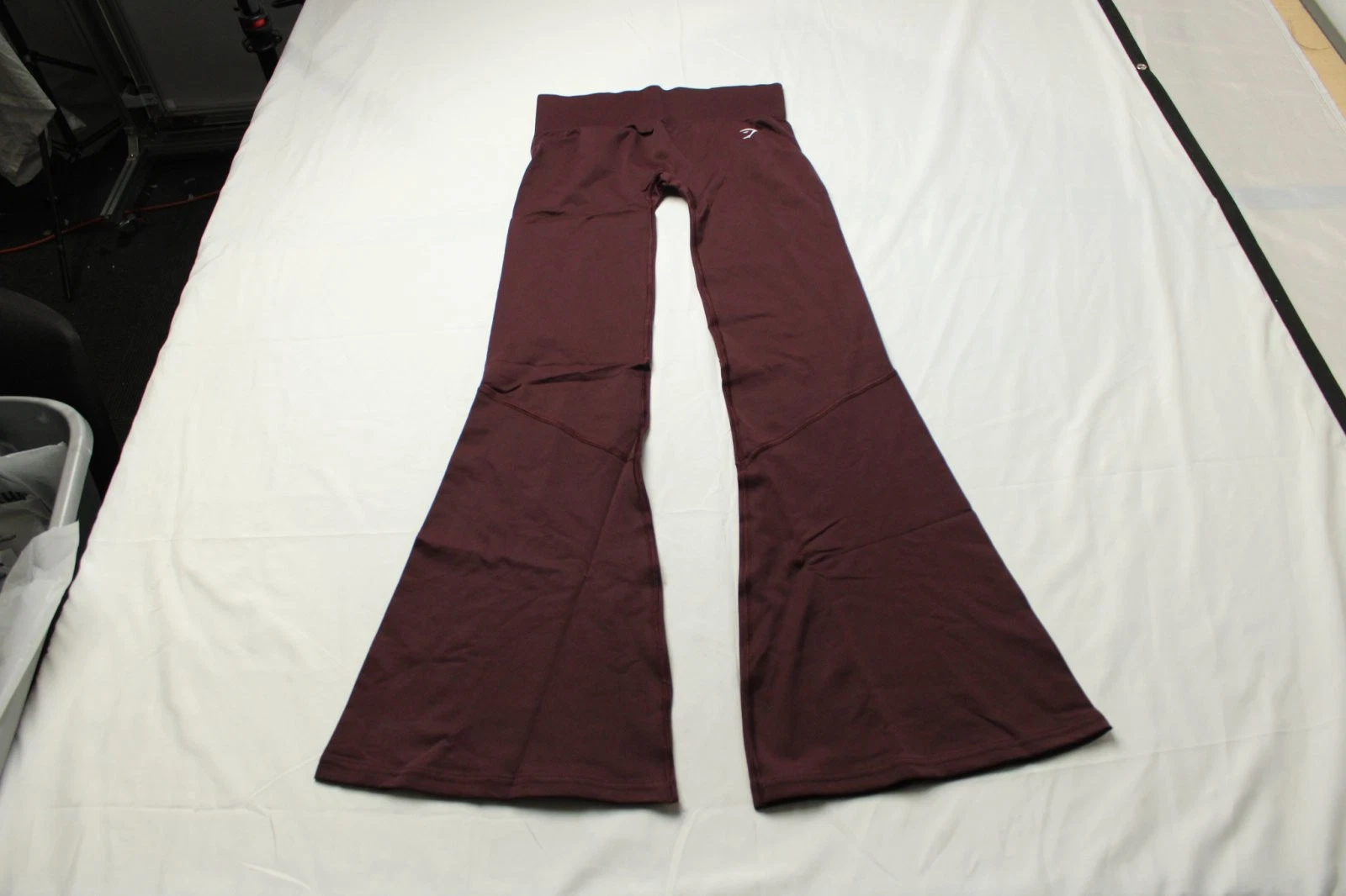 Gymshark Dark Plum Flared Leggings — Seamless Knit, Ribbed Waistband