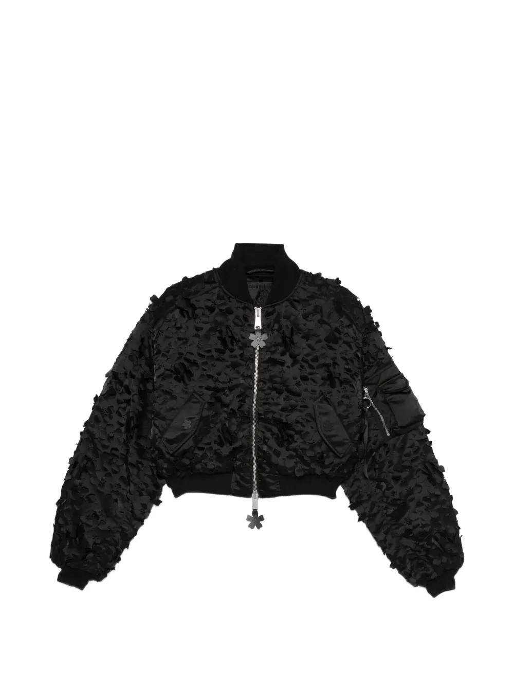 Cecilie Bahnsen floral-appliqué cropped bomber jacket
