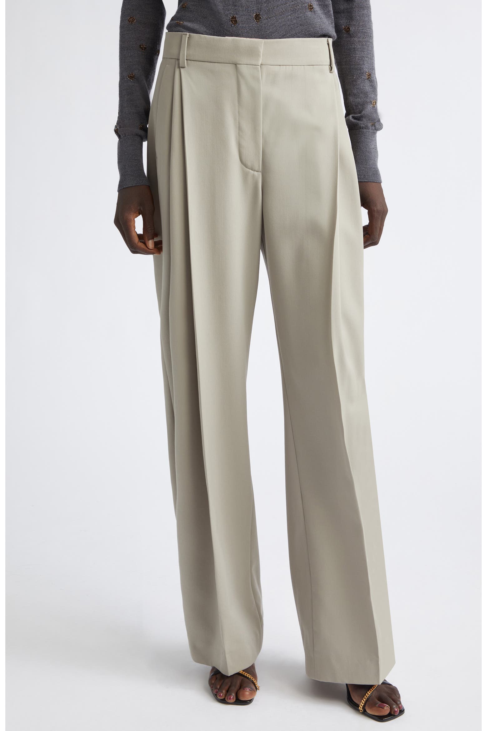 Stella Mccartney Straight Leg Pleated Wool Pants