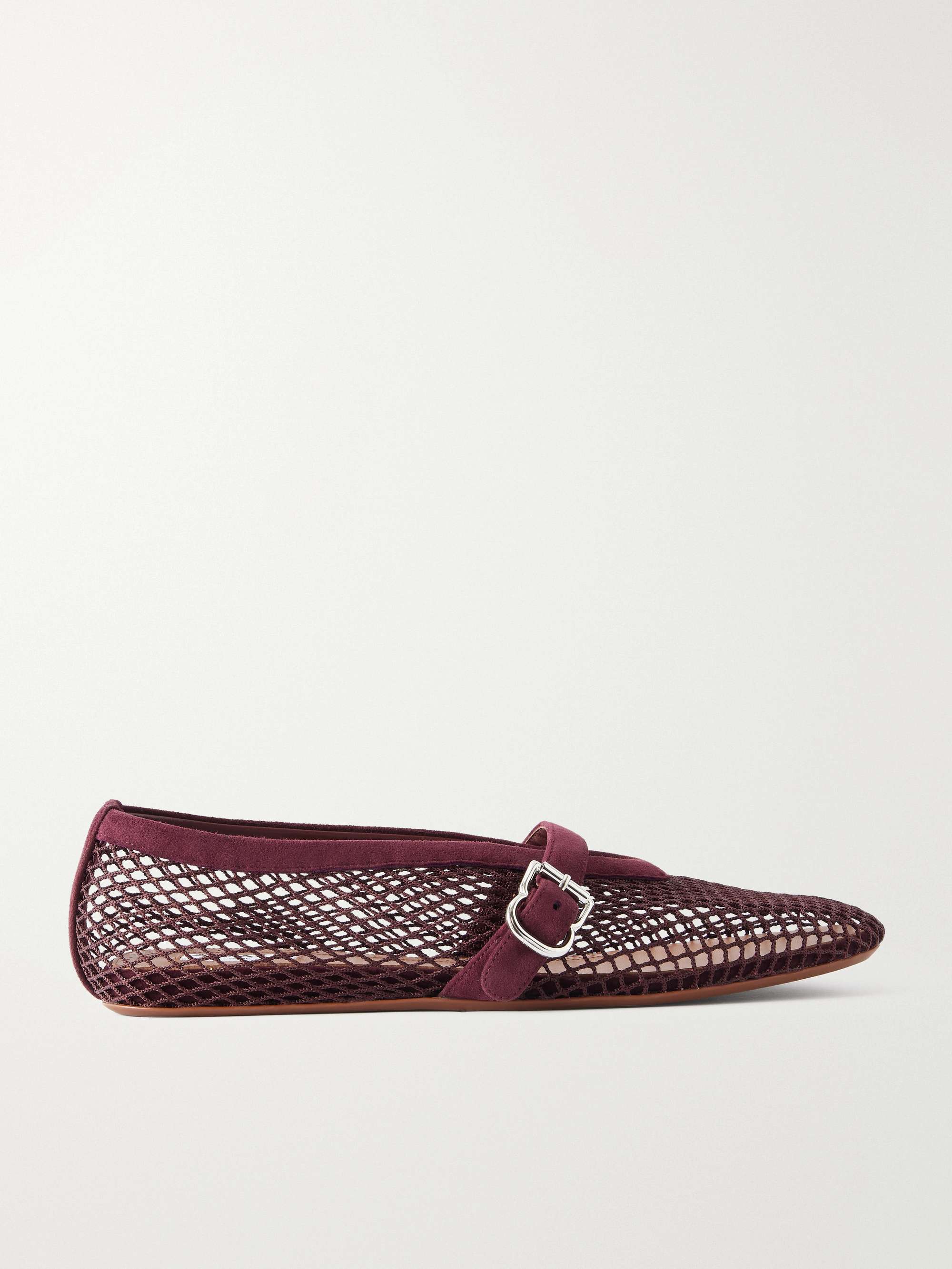 Alaïa Suede-trimmed Mesh Ballet Flats